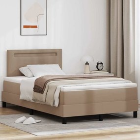 vidaXL Κρεβάτι Box Spring με Στρώμα Καπουτσίνο, 120x200 εκ, Ψεύτικο Δέρμα