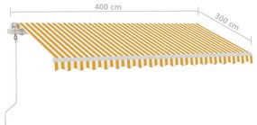 Τέντα Αυτόματη Ανεξάρτητη Κίτρινο / Λευκό 400x300 εκ. - Κίτρινο