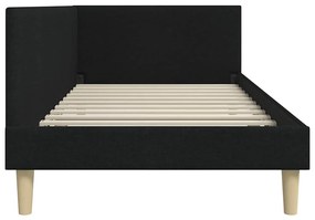 vidaXL Κρεβάτι Γωνίας Άλλο Μαύρο 90 x 190 cm Ύφασμα και Έργο ξύλου