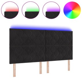 vidaXL LED Προσκέφαλο Σχέδιο με Διαμαντάκια Μαύρο 180 cm Βελούδο