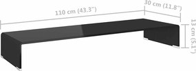 vidaXL Βάση Τηλεόρασης/Οθόνης Μαύρη 110 x 30 x 13 εκ. Γυάλινη