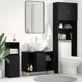 vidaXL Ντουλάπι Νιπτήρα Μαύρο Δρυς 80x33x60 εκ. από Τεχνητό Ξύλο