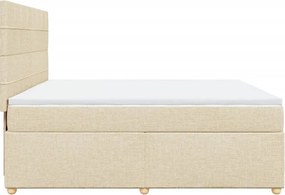 vidaXL Κρεβάτι Boxspring με Στρώμα Κρεμ 200x200 εκ. Υφασμάτινο