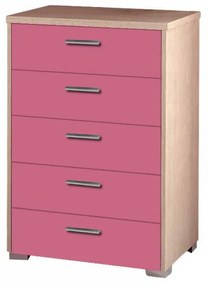 SB-00205 Συρταριέρα παιδική με 5 συρτάρια σε χρώμα δρυς-ροζ 60x45x90
   , 1 Τεμάχιο