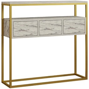 Κονσόλα Guarda 495SSE1907 100x29x90cm Marble Effect White Particle Board, Melamine