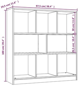 Βιβλιοθήκη Γκρι Sonoma 97,5x29,5x100 εκ. από Επεξεργασμένο Ξύλο - Γκρι