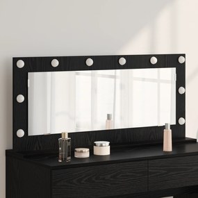 vidaXL καθρέφτης μακιγιάζ με φώτα LED Μαύρη Δρυς 100x45x18 εκ