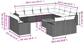 vidaXL Σετ Καναπέ Κήπου 13τεμ Μπεζ Συνθ. Ρατάν με Μαξιλάρια