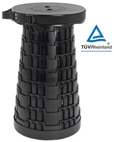 POWERTECH πτυσσόμενο καρεκλάκι HUH-0230, αντοχή έως 250kg, 25.5x45cm, μαύρο