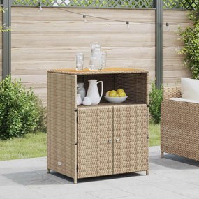 vidaXL Ντουλαπιού Μπεζ 70 x 50 x 87 εκ Πολυεστέρας και Ρόλυ Ράττεν