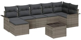 vidaXL Σετ Καναπέ Κήπου με μαξιλάρι 8 pcs Γκρι Πολυ ράταν