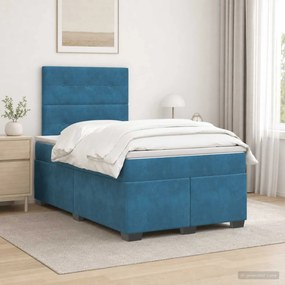 vidaXL Κρεβάτι box spring με στρώμα Μπλε 120 x 190 cm Βελούδο