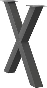 vidaXL Πόδια Τραπεζαρίας σε Σχήμα Χ 3 τεμ. Ανθρακί 80x(72-73) εκ. Ατσάλι