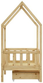 Κρεβάτι παιδικό Bendina τύπου Montessori με συρτάρι ξύλο πεύκου φυσικό 70x140 εκ. 70x140x126 εκ.