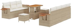 vidaXL Σετ Καναπέ Κήπου 10 pcs μπεζ και κρεμ 90 x 55 x 71 cm
