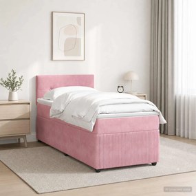 vidaXL Κρεβάτι box spring με στρώμα Ροζ 100 x 200 cm Βελούδο