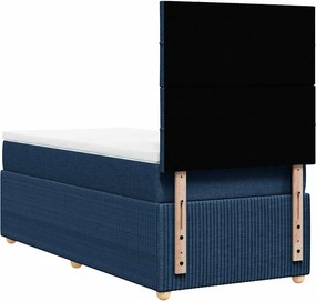 vidaXL Κρεβάτι Boxspring με Στρώμα Μπλε 90x200 εκ.Υφασμάτινο