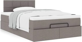 vidaXL Οθωμανικό κρεβάτι με στρώμα Taupe 120x200cm ύφασμα
