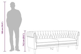 Καναπές Τριθέσιος Chesterfield Taupe Υφασμάτινος 372561