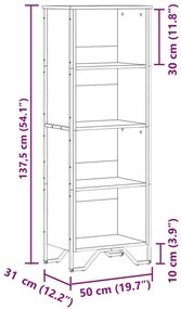 Βιβλιοθήκη Sonoma Δρυς 50x31x137,5 εκ. από Επεξεργασμένο Ξύλο - Καφέ