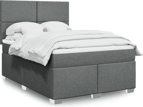 vidaXL Κρεβάτι Boxspring με Στρώμα Σκούρο Γκρι 140x200 εκ Υφασμάτινο