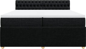 vidaXL Κρεβάτι Boxspring με Στρώμα Μαύρο 200x200 εκ. Υφασμάτινο