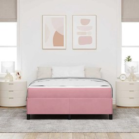 vidaXL Σκελετός Κρεβατιού Άλλο Ρόζ και Λευκό 140 x 200 cm Βελούδο