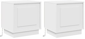vidaXL Κομοδίνα με LED Φώτα 2 τμχ Λευκό 44x34,5x45 εκ