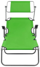 vidaXL Ξαπλώστρα Πράσινη Ατσάλινη με Σκίαστρο