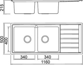 Karag BL658 Satine 116x50 - Ανοξειδωτος Νεροχυτης