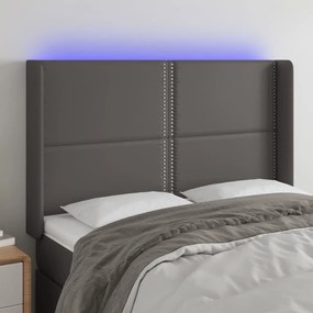 Κεφαλάρι Κρεβατιού LED Γκρι 147x16x118/128 εκ. Συνθετ. Δέρμα - Γκρι