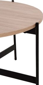ΤΡΑΠΕΖΙ ΣΑΛΟΝΙΟΥ HM9588.03 MDF ΣΟΝΑΜΑ-ΜΑΥΡΗ ΜΕΤΑΛΛΙΚΗ ΒΑΣΗ Φ80x45Υεκ.