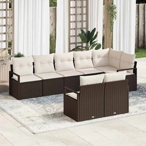 vidaXL Σετ Καναπέ Κήπου 8 pcs Καφέ Πολυ ράταν