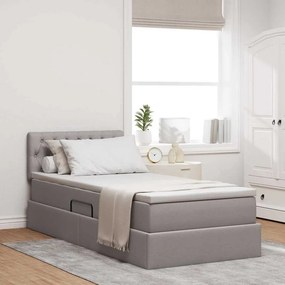 vidaXL LED Κρεβάτι αποθήκευσης με στρώμα Taupe 100 x 200 cm Ύφασμα