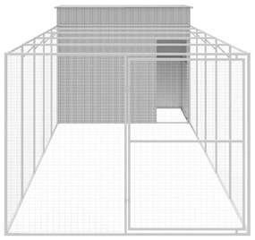 vidaXL Σπιτάκι Σκύλου με Αυλή Αν. Γκρι 214x661x181 εκ. Γαλβαν. Χάλυβας