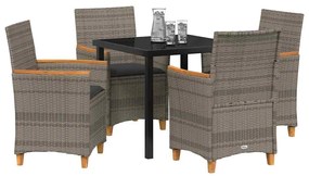 vidaXL Σέτ φαγητού για κήπο 5 pcs Γκρι συνθετικό ρατάν