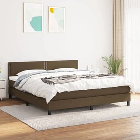 Κρεβάτι Boxspring με Στρώμα Σκούρο Καφέ 160x200 εκ Υφασμάτινο