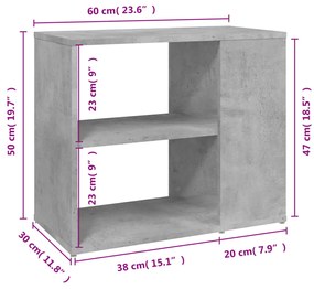 vidaXL Βοηθητικό Ντουλάπι Γκρι Σκυροδέματος 60x30x50 εκ. Επεξ. Ξύλο