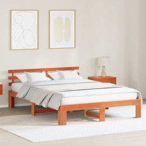 vidaXL Κρεβάτι πεύκου Λαδί καφέ Μασίφ ξύλο 150 x 200 εκ. Κρεβάτι