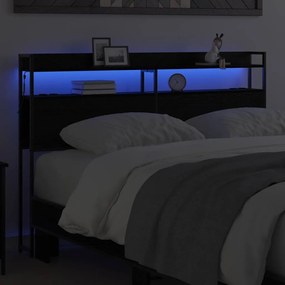 vidaXL Κεφαλάρι Αποθήκης με ράφι Μαύρη δρυς 140 cm Επεξεργασμένο ξύλο