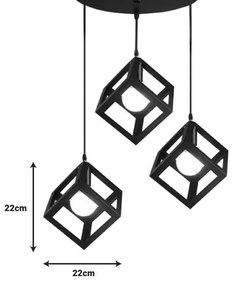 Φωτιστικό οροφής τρίφωτο Kibe I μαύρο μέταλλο 48x28εκ 48x30x28 εκ.