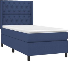 vidaXL Κρεβάτι Boxspring με Στρώμα Μπλε 80x200 εκ. Υφασμάτινο