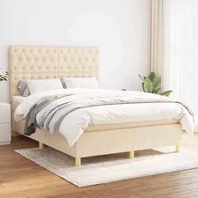 Κρεβάτι Boxspring με Στρώμα Κρεμ 140x200 εκ. Υφασμάτινο