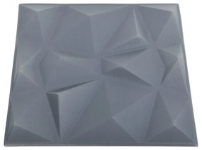Πάνελ Τοίχου 3D 48 τεμ. Γκρι Διαμαντιού 50 x 50 εκ. 12 μ² - Γκρι