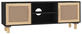 vidaXL Έπιπλο Τηλεόρασης Μαύρο 105x30x40 εκ Μασίφ Πεύκο & Φυσικό Ρατάν
