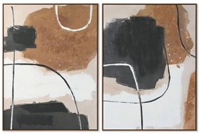 Καμβάς Home ESPRIT Λευκό Καφέ Μαύρο Αφηρημένο Urban 90 x 4 x 120 cm (x2)