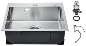 VEVOR 68cm Kitchen Sink Top Mount Single Bowl Drop-In Basin Stainless Steel Bar