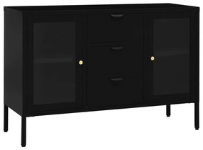 vidaXL Μπουφές Μαύρος 105 x 35 x 70 εκ. από Ατσάλι και Ψημένο Γυαλί