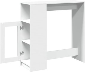 vidaXL Τραπέζι Μπαρ με Ράφια Λευκό 101x40x103,5 εκ. Επεξεργ. Ξύλο
