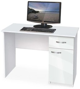 1219995498 Γραφείο υπολογιστή, Buro 3 Λευκό γυαλιστερό, 110/59/75 εκ., Genomax, 1 Τεμάχιο